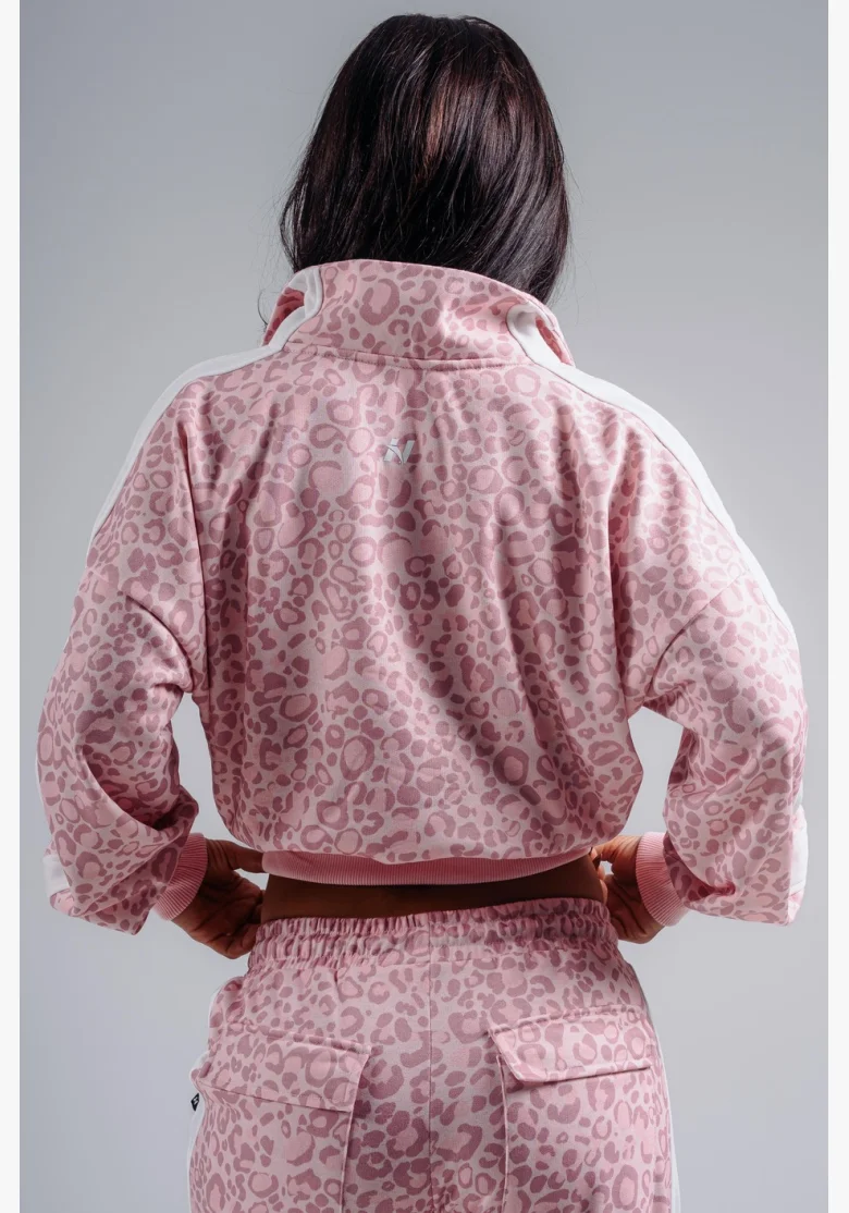 NEBBIA Half-zip sweatshirt with leopard pattern PRIMAL pink