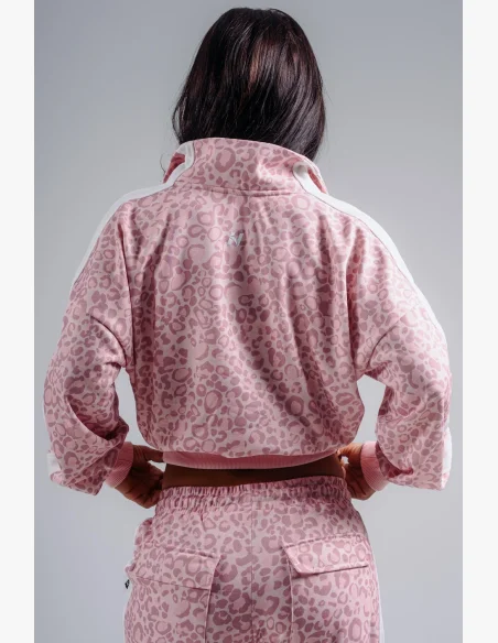 NEBBIA Half-zip sweatshirt with leopard pattern PRIMAL pink
