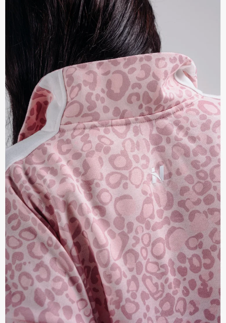 NEBBIA Half-zip sweatshirt with leopard pattern PRIMAL pink