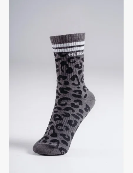 NEBBIA Crew socks with leopard pattern PRIMAL black