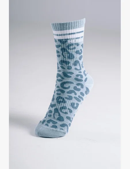 NEBBIA Crew socks with leopard pattern PRIMAL blue