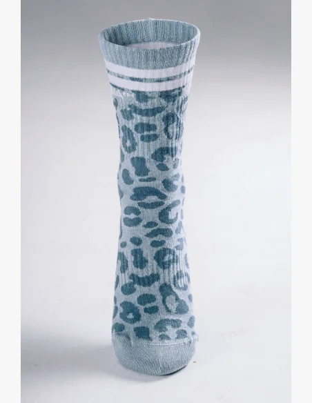 NEBBIA Crew socks with leopard pattern PRIMAL blue