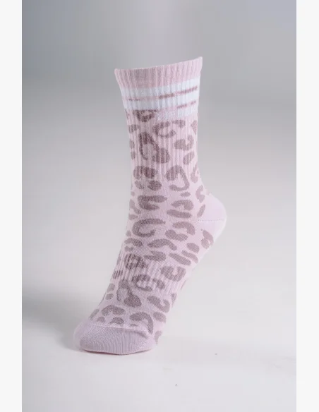 NEBBIA Crew socks with leopard pattern PRIMAL pink