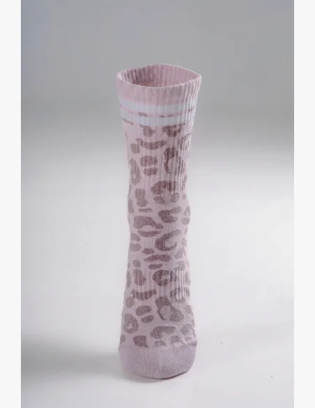 NEBBIA Crew socks with leopard pattern PRIMAL pink