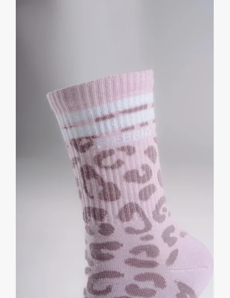 NEBBIA Crew socks with leopard pattern PRIMAL pink