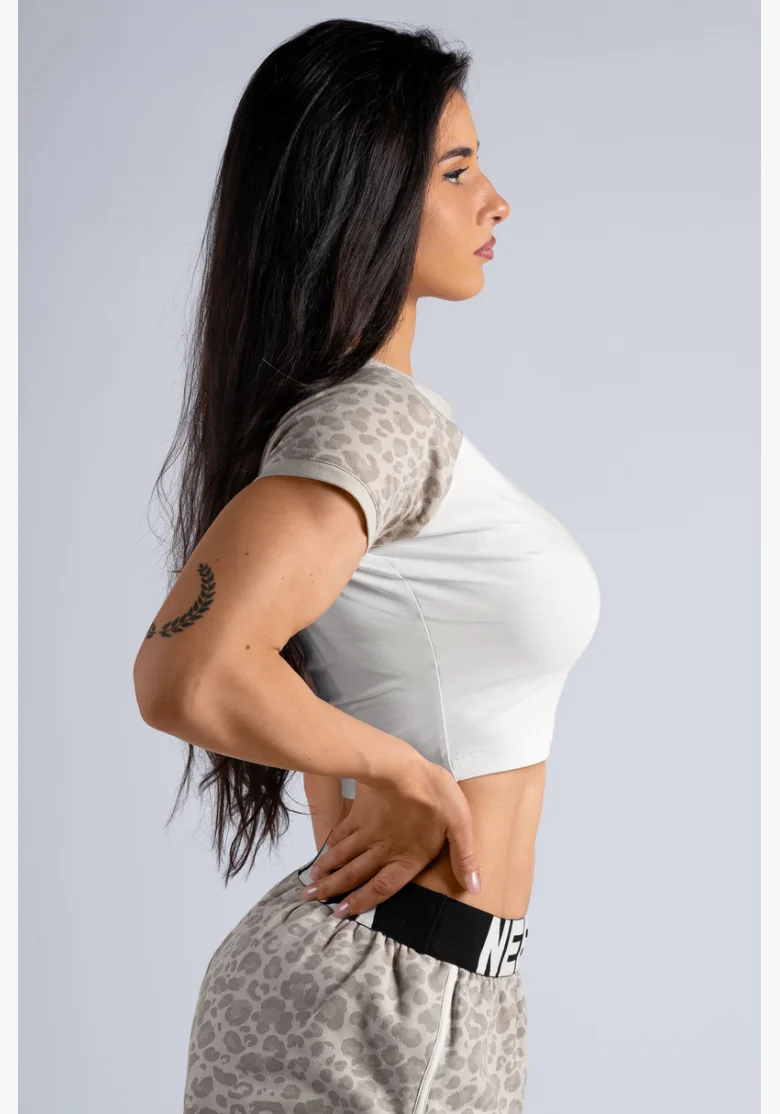 NEBBIA Crop top with leopard pattern '97 PRIMAL cream