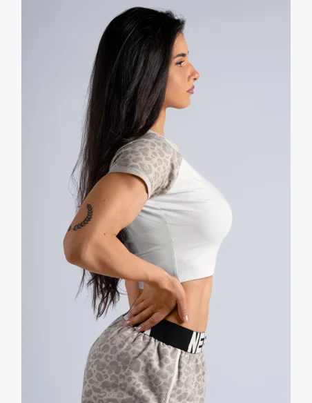 NEBBIA Crop top with leopard pattern '97 PRIMAL cream