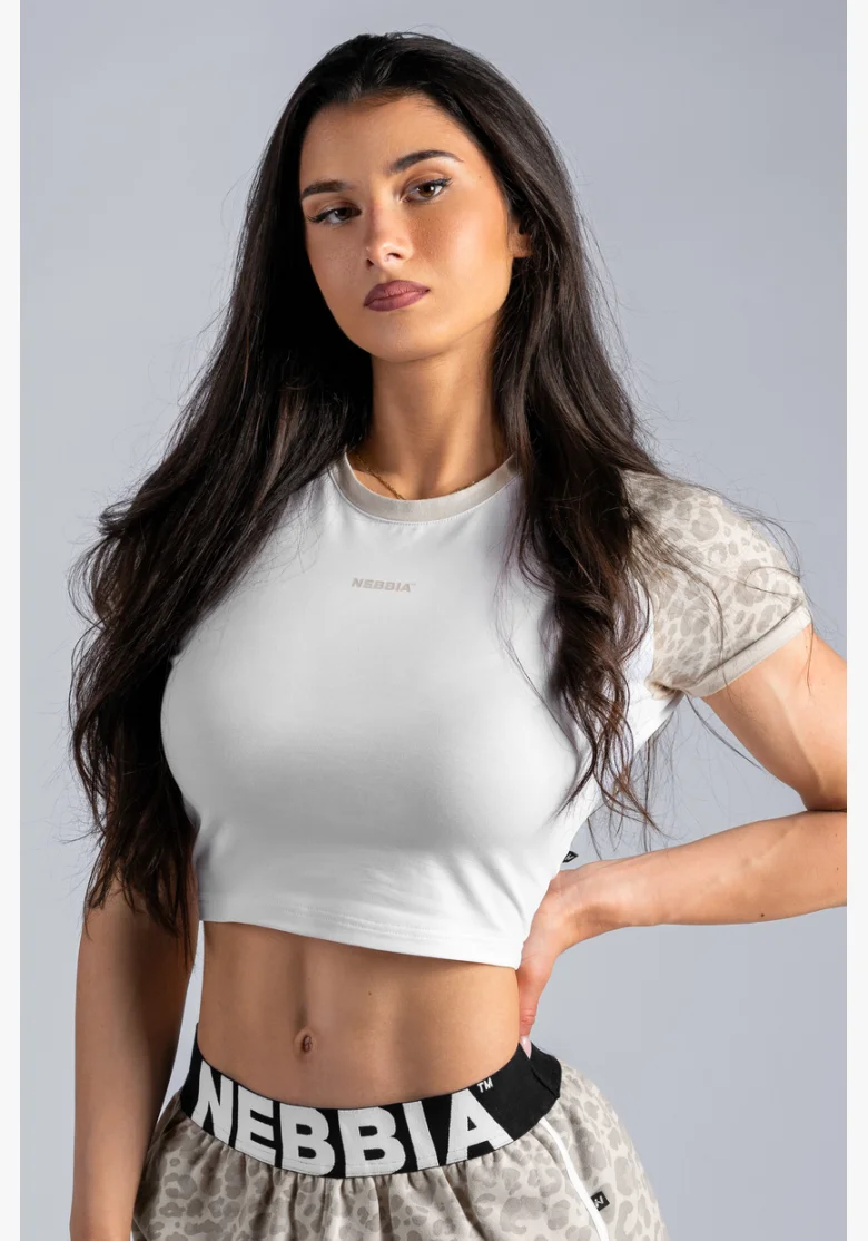 NEBBIA Crop top with leopard pattern '97 PRIMAL cream
