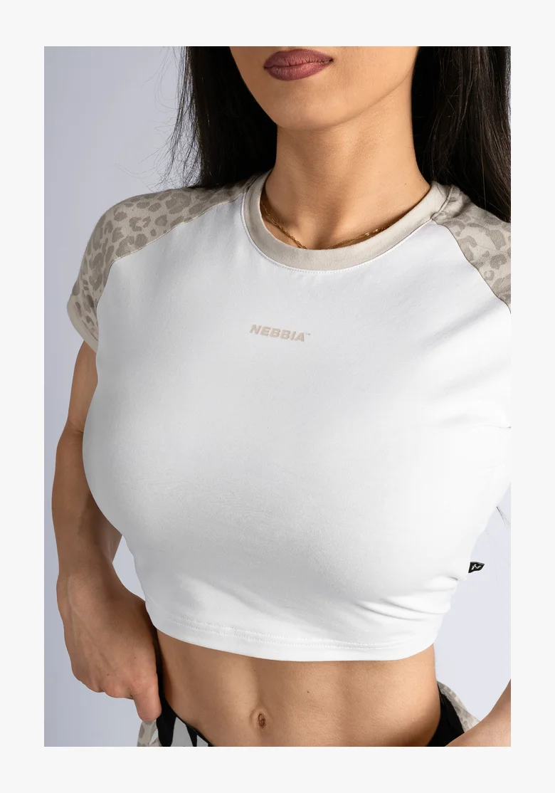 NEBBIA Crop top with leopard pattern '97 PRIMAL cream