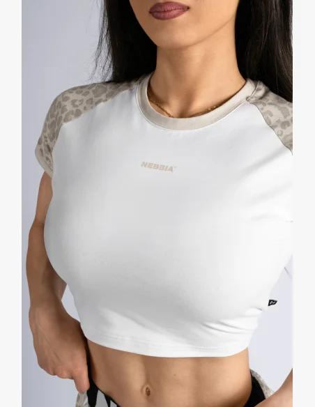 NEBBIA Crop top with leopard pattern '97 PRIMAL cream
