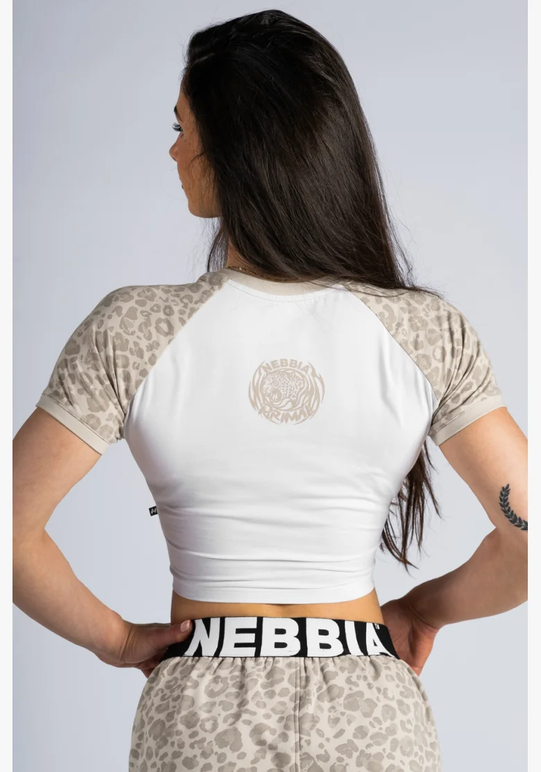 NEBBIA Crop top with leopard pattern '97 PRIMAL cream