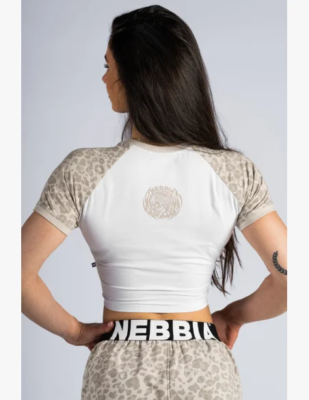NEBBIA Crop top with leopard pattern '97 PRIMAL cream