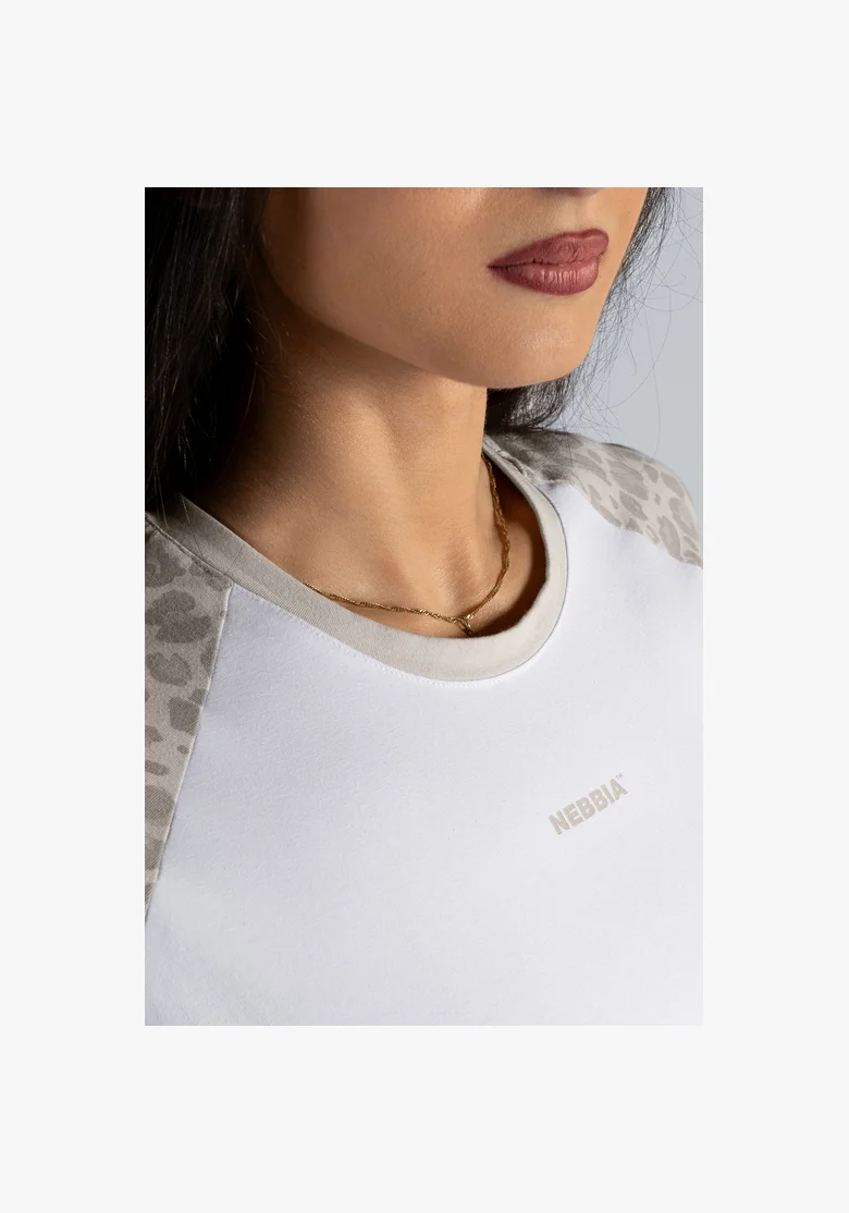 NEBBIA Crop top with leopard pattern '97 PRIMAL cream