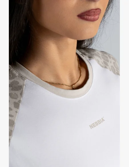 NEBBIA Crop top with leopard pattern '97 PRIMAL cream