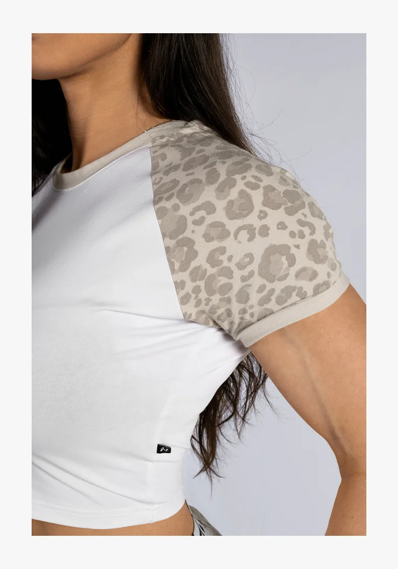 NEBBIA Crop top with leopard pattern '97 PRIMAL cream