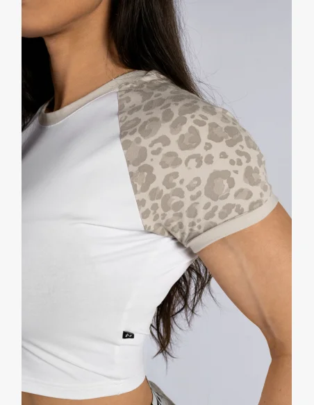 NEBBIA Crop top with leopard pattern '97 PRIMAL cream