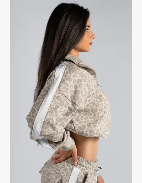 NEBBIA Half-zip sweatshirt with leopard pattern PRIMAL cream