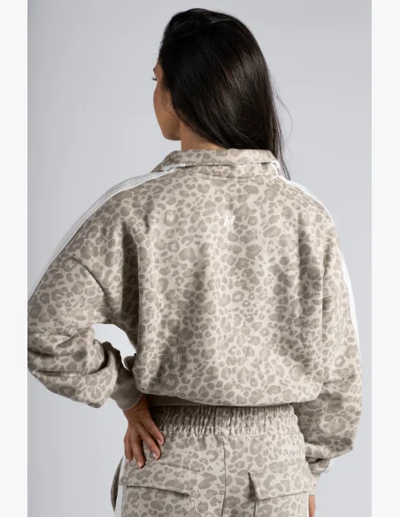 NEBBIA Half-zip sweatshirt with leopard pattern PRIMAL cream