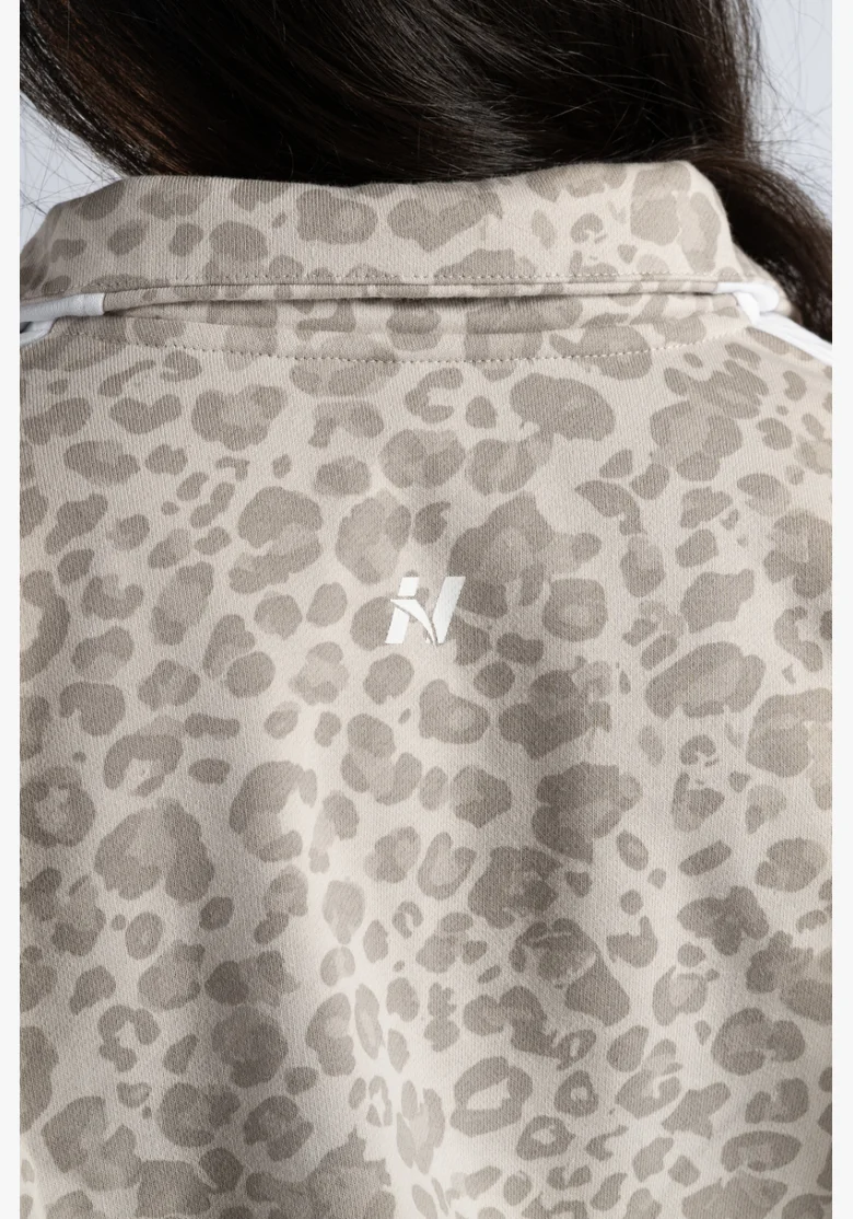 NEBBIA Half-zip sweatshirt with leopard pattern PRIMAL cream