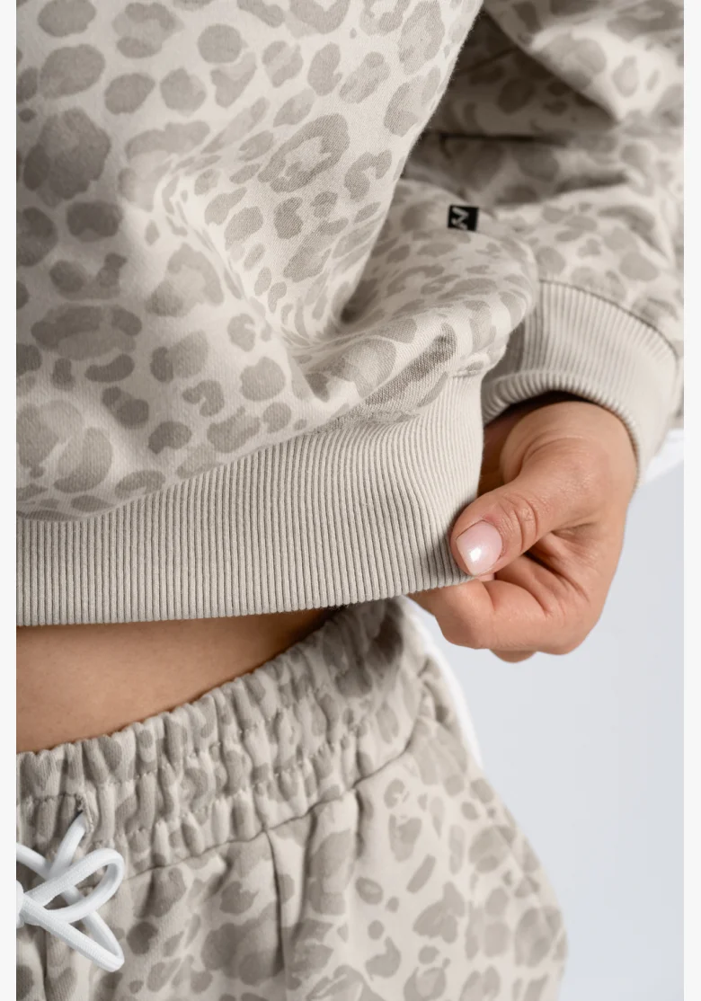 NEBBIA Half-zip sweatshirt with leopard pattern PRIMAL cream