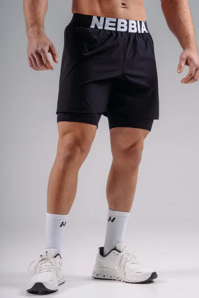 NEBBIA Double-layer training shorts PRIMAL black