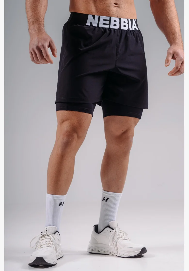 NEBBIA Double-layer training shorts PRIMAL black