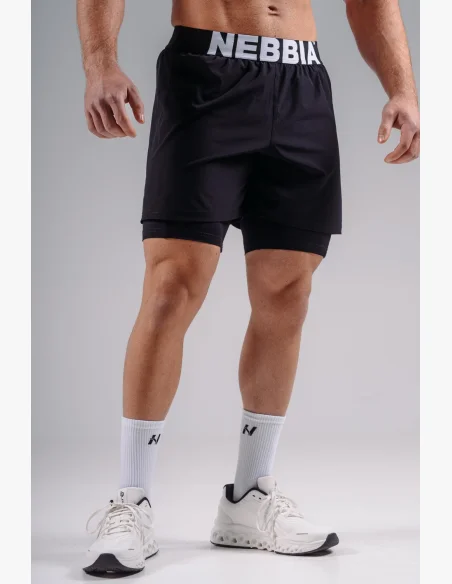 NEBBIA Double-layer training shorts PRIMAL black