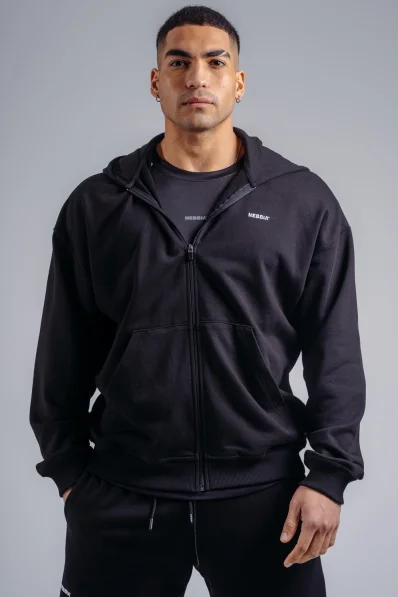 NEBBIA Zip-up sweatshirt with embroidered PRIMAL logo black