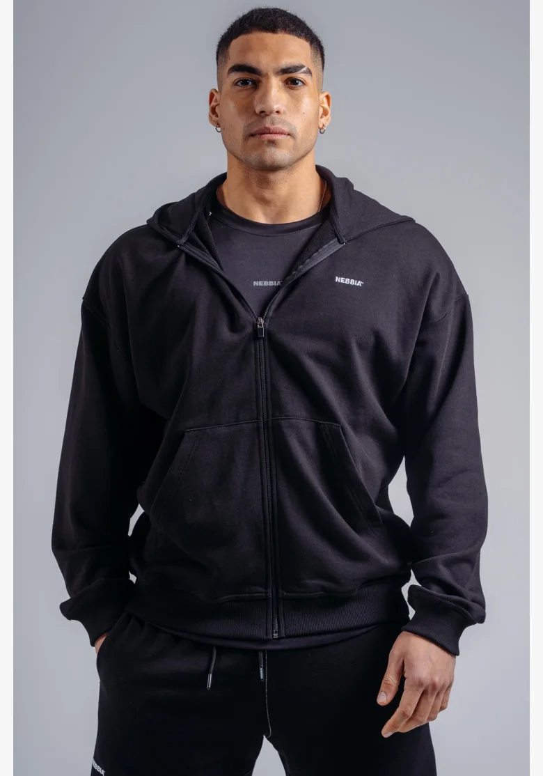 NEBBIA Zip-up sweatshirt with embroidered PRIMAL logo black