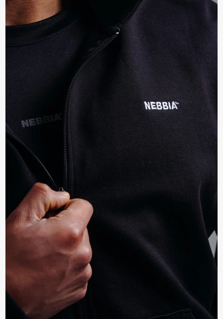 NEBBIA Zip-up sweatshirt with embroidered PRIMAL logo black