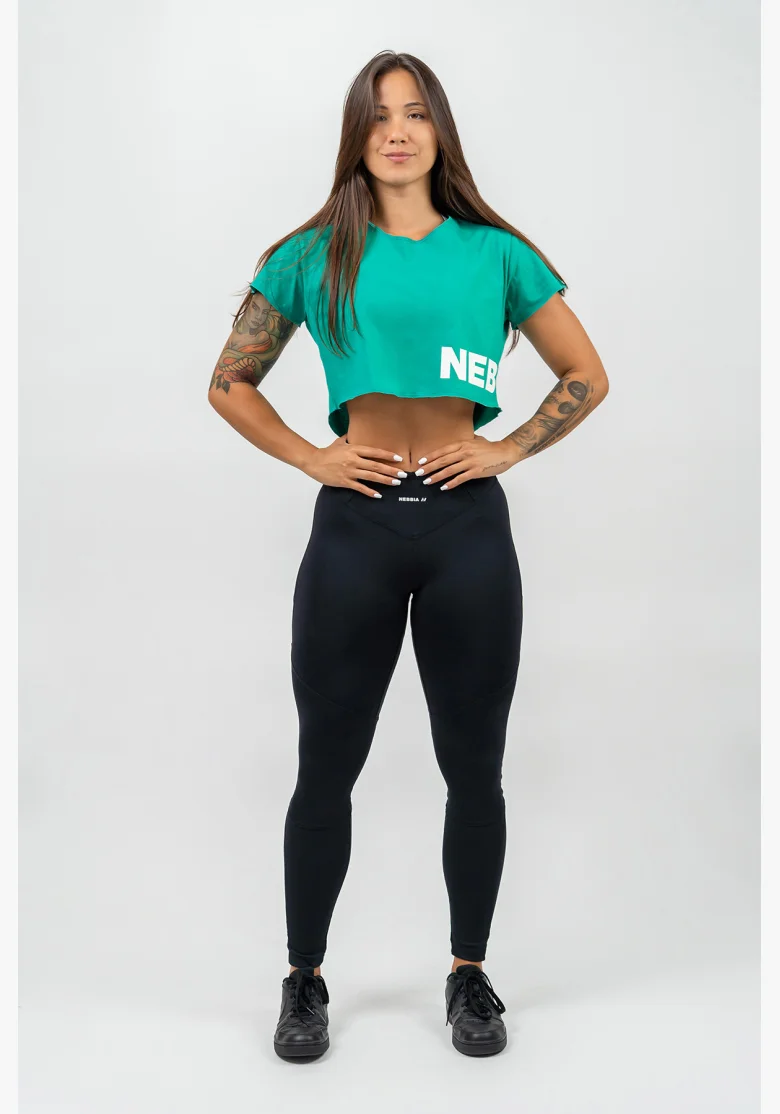 NEBBIA • Crop top shirt POWERHOUSE green • Nebshop.com