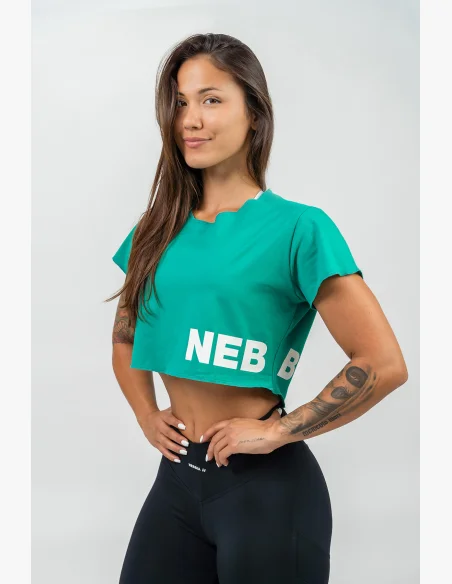 NEBBIA • Crop top shirt POWERHOUSE green • Nebshop.com