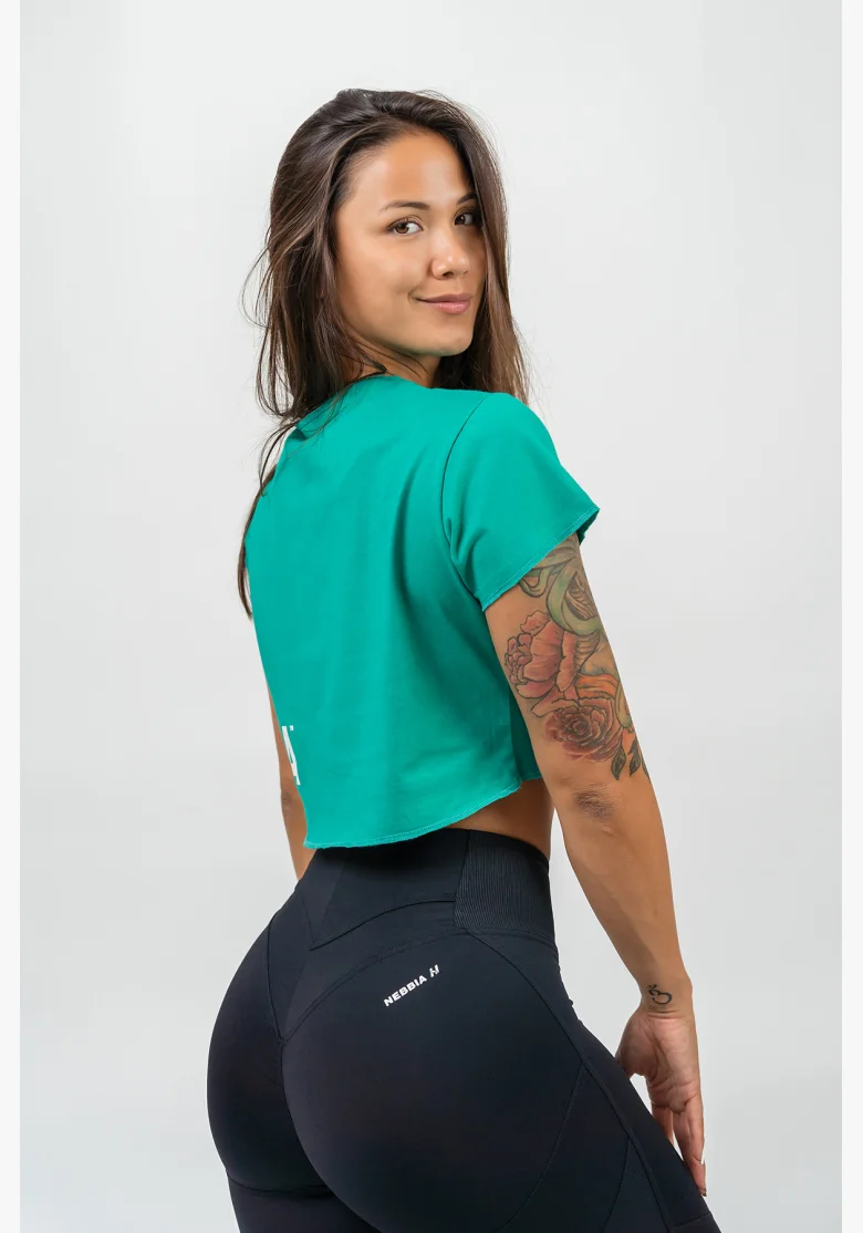 NEBBIA • Crop top shirt POWERHOUSE green • Nebshop.com