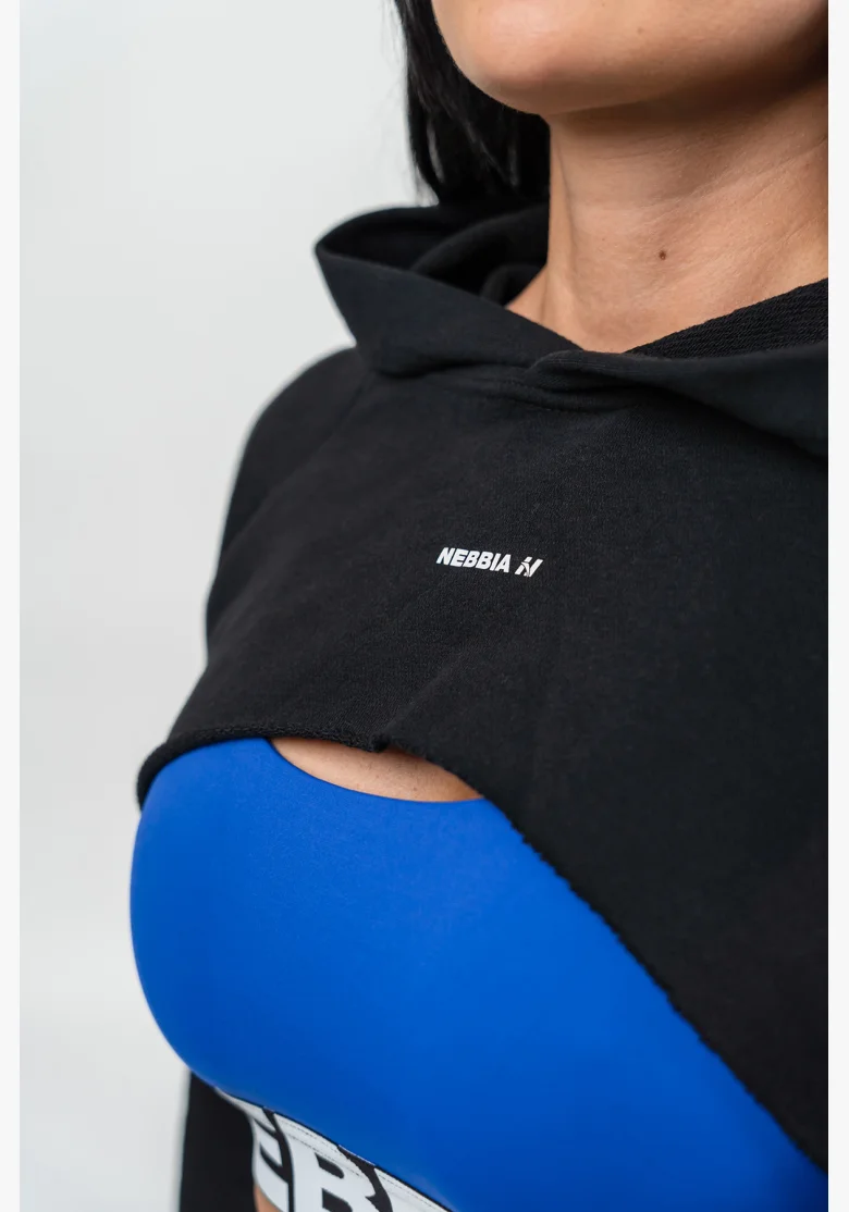 NEBBIA • Crop sweatshirt with long sleeves and hood GYM TIME black • Nebshop.cz