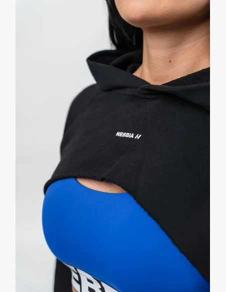 NEBBIA • Crop sweatshirt with long sleeves and hood GYM TIME black • Nebshop.cz