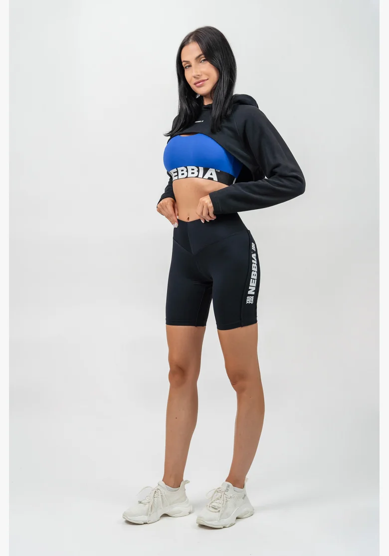 NEBBIA • Crop sweatshirt with long sleeves and hood GYM TIME black • Nebshop.cz