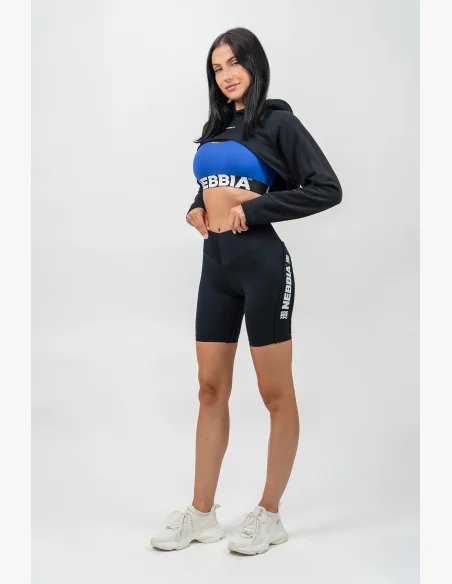 NEBBIA • Crop sweatshirt with long sleeves and hood GYM TIME black • Nebshop.cz