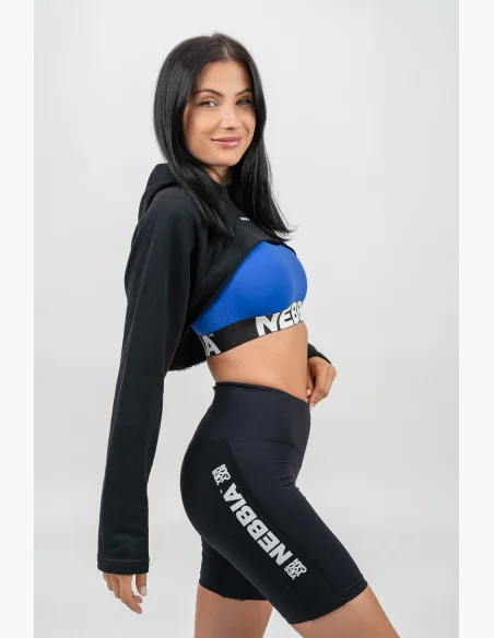 NEBBIA • Crop sweatshirt with long sleeves and hood GYM TIME black • Nebshop.cz