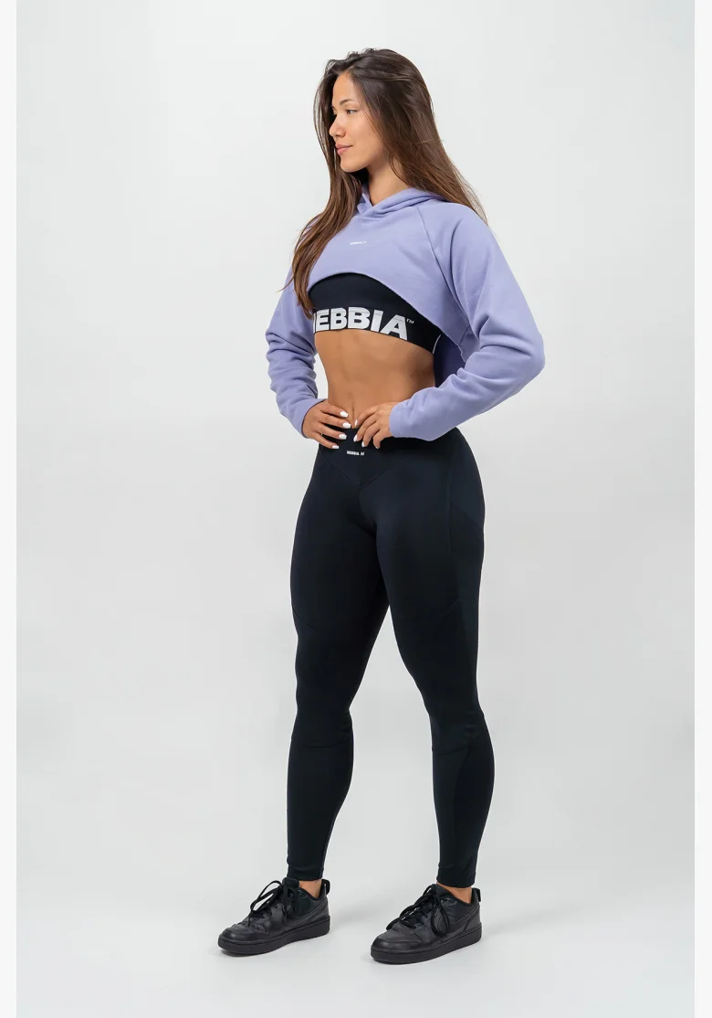 NEBBIA • Crop long sleeve hoodie with hood GYM TIME purple • Nebshop.cz
