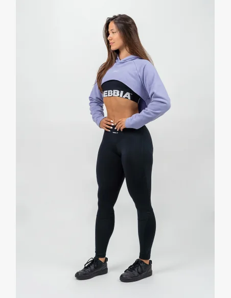 NEBBIA • Crop long sleeve hoodie with hood GYM TIME purple • Nebshop.cz