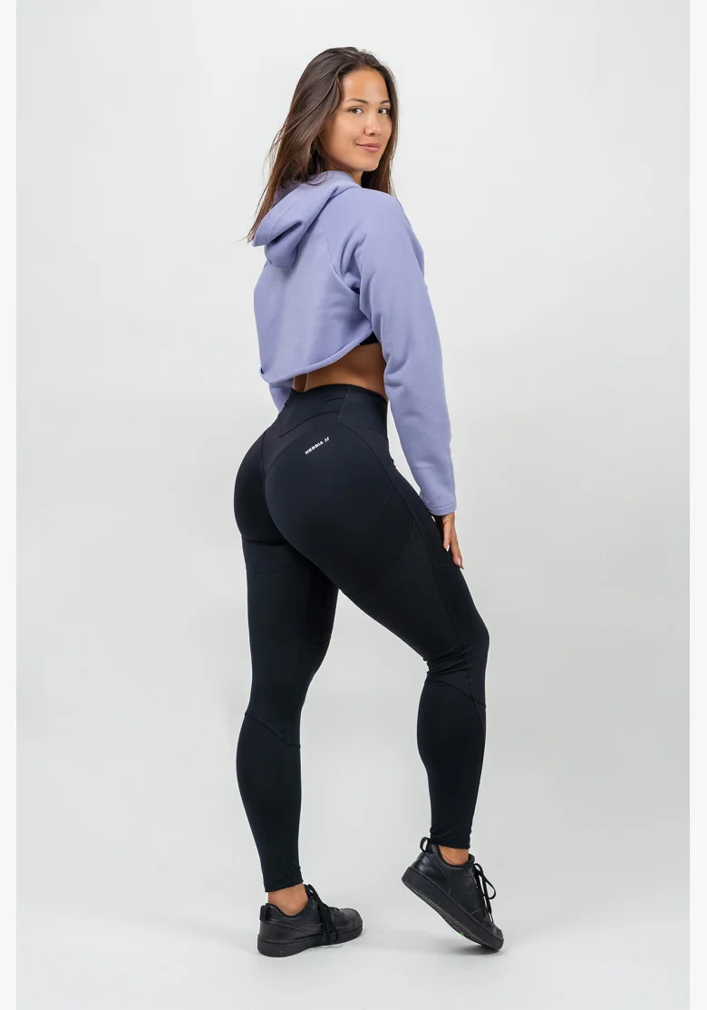 NEBBIA • Crop long sleeve hoodie with hood GYM TIME purple • Nebshop.cz