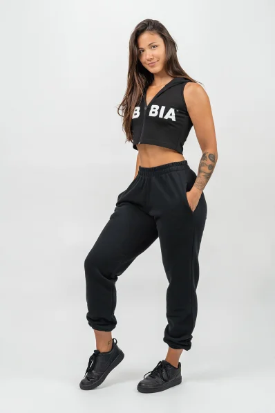 NEBBIA • Crop hoodie without sleeves MUSCLE MOMMY black • Nebshop.cz