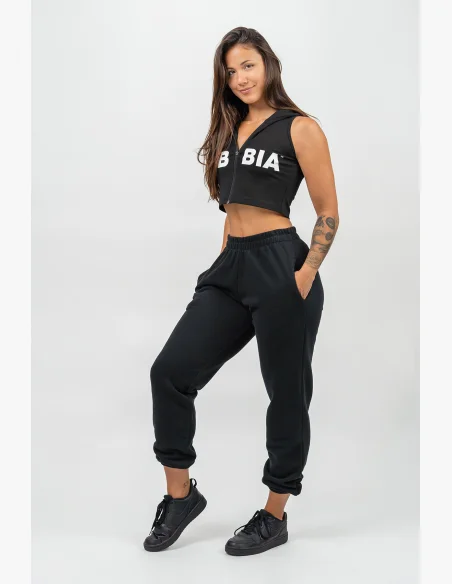 NEBBIA • Crop hoodie without sleeves MUSCLE MOMMY black • Nebshop.cz