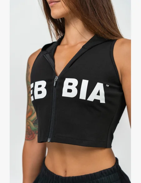 NEBBIA • Crop hoodie without sleeves MUSCLE MOMMY black • Nebshop.cz