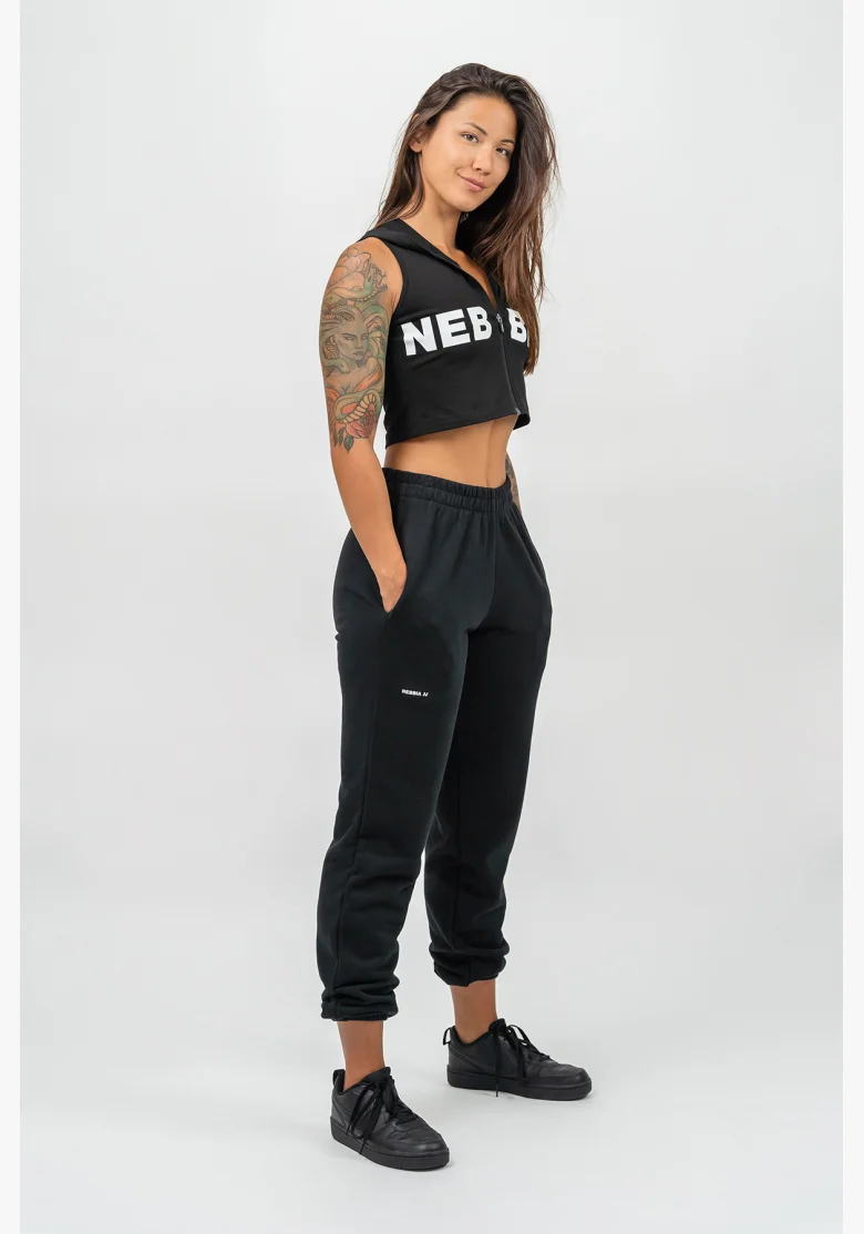 NEBBIA • Crop hoodie without sleeves MUSCLE MOMMY black • Nebshop.cz