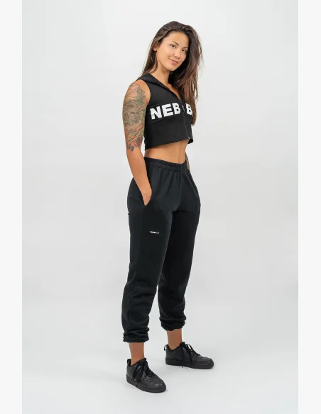 NEBBIA • Crop hoodie without sleeves MUSCLE MOMMY black • Nebshop.cz