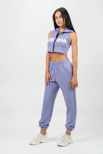NEBBIA • Crop hoodie without sleeves MUSCLE MOMMY purple • Nebshop.cz 2