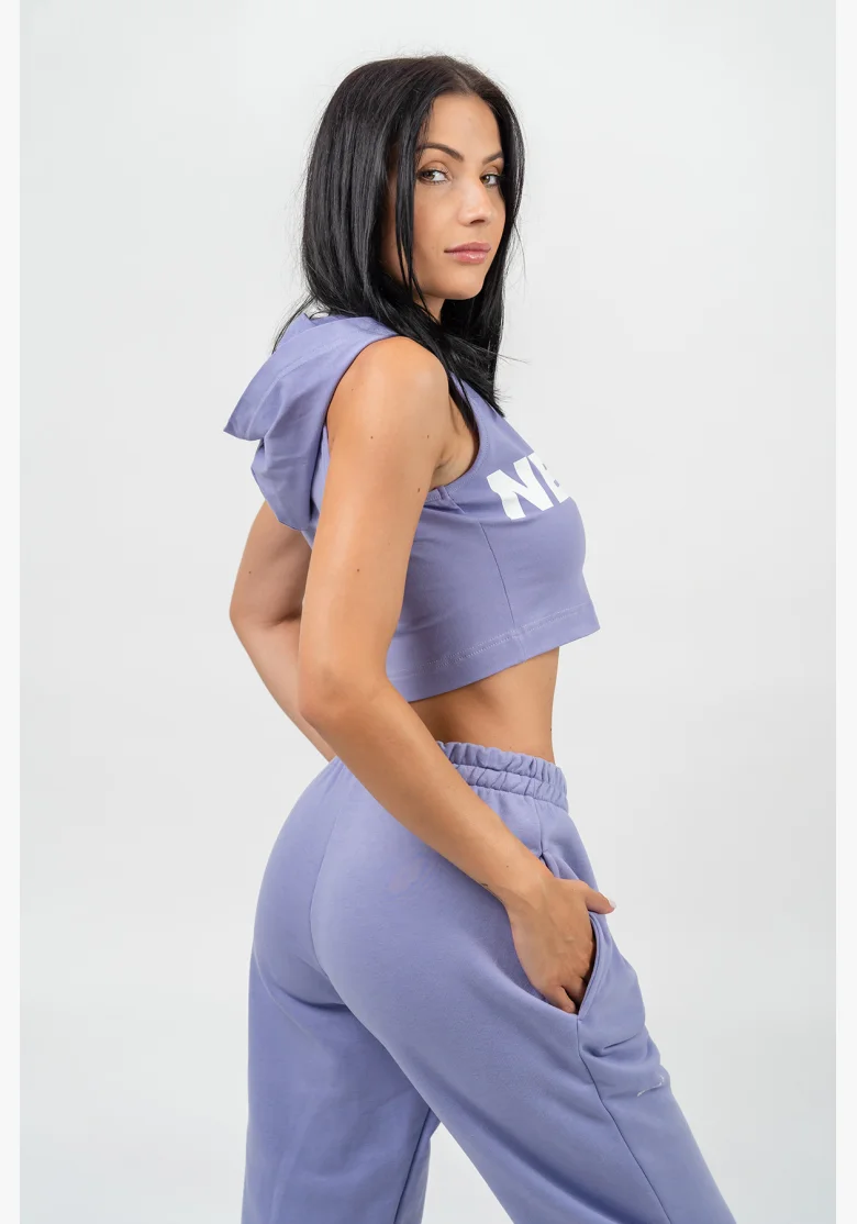 NEBBIA • Crop hoodie without sleeves MUSCLE MOMMY purple • Nebshop.cz