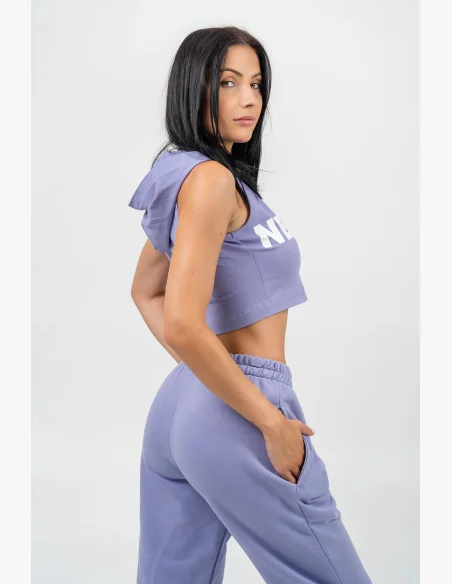 NEBBIA • Crop hoodie without sleeves MUSCLE MOMMY purple • Nebshop.cz