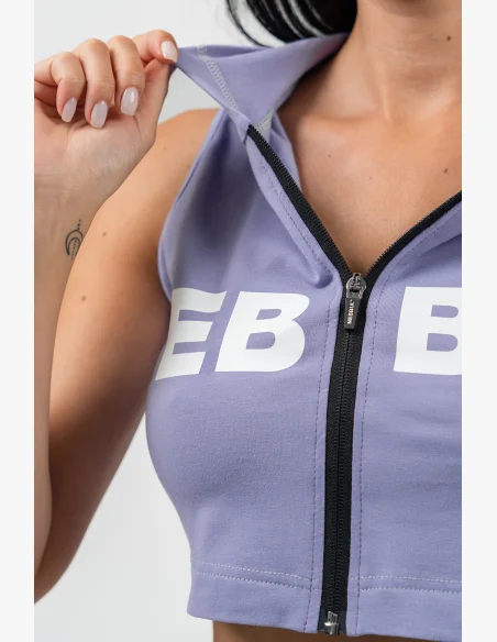 NEBBIA • Crop hoodie without sleeves MUSCLE MOMMY purple • Nebshop.cz